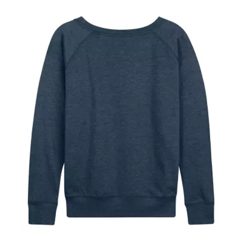 Womens Boat Neck Long Sleeve Regular Fit Graphic T-Shirt