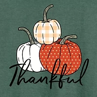 Thankful Pumpkins Womens Boat Neck Long Sleeve Regular Fit Graphic T-Shirt