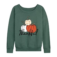 Thankful Pumpkins Womens Boat Neck Long Sleeve Regular Fit Graphic T-Shirt