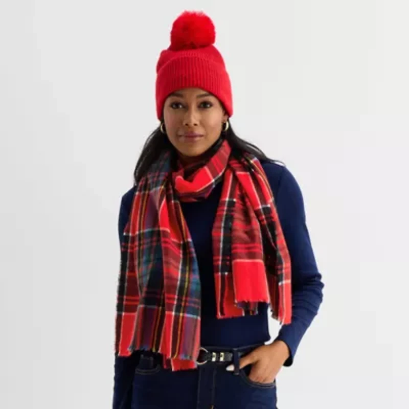 Liz Claiborne Plaid Boxed 2-pc. Cold Weather Set