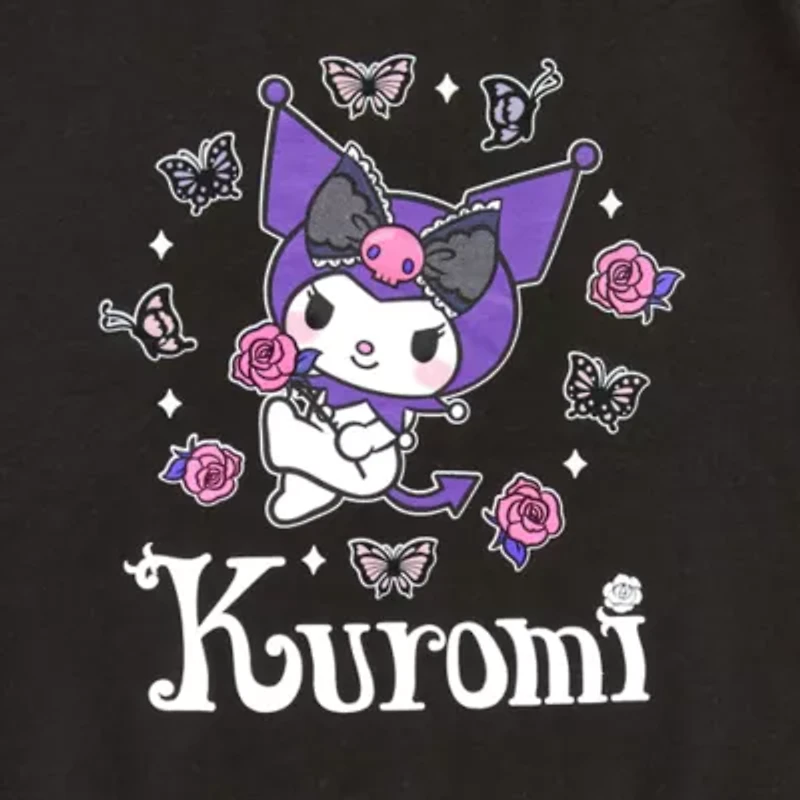 Womens Juniors Crew Neck Long Sleeve Kuromi Sweatshirt