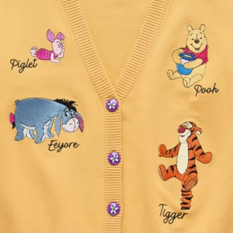 Womens V Neck Long Sleeve Button Winnie The Pooh Juniors Cardigan