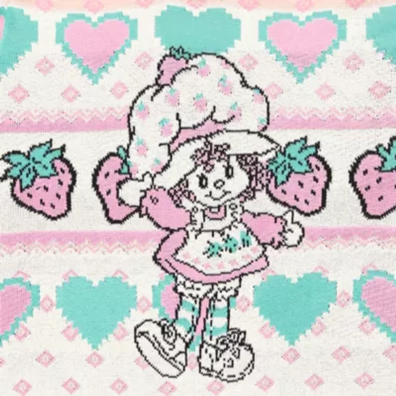 Juniors Strawberry Shortake Womens Crew Neck Long Sleeve Pullover Sweater