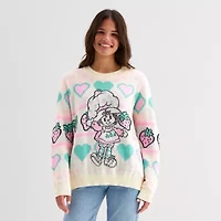 Juniors Strawberry Shortake Womens Crew Neck Long Sleeve Pullover Sweater