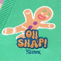 Shreck Ginger Bread Man Womens V Neck Long Sleeve Button Juniors Cardigan