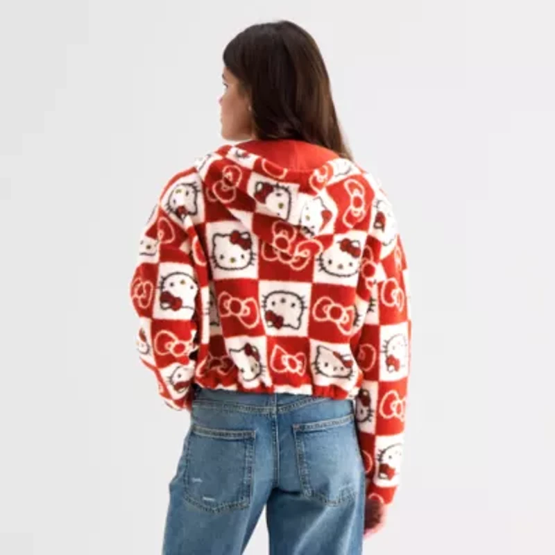 Womens Long Sleeve Hello Kitty Fleece Zipper Hoodie