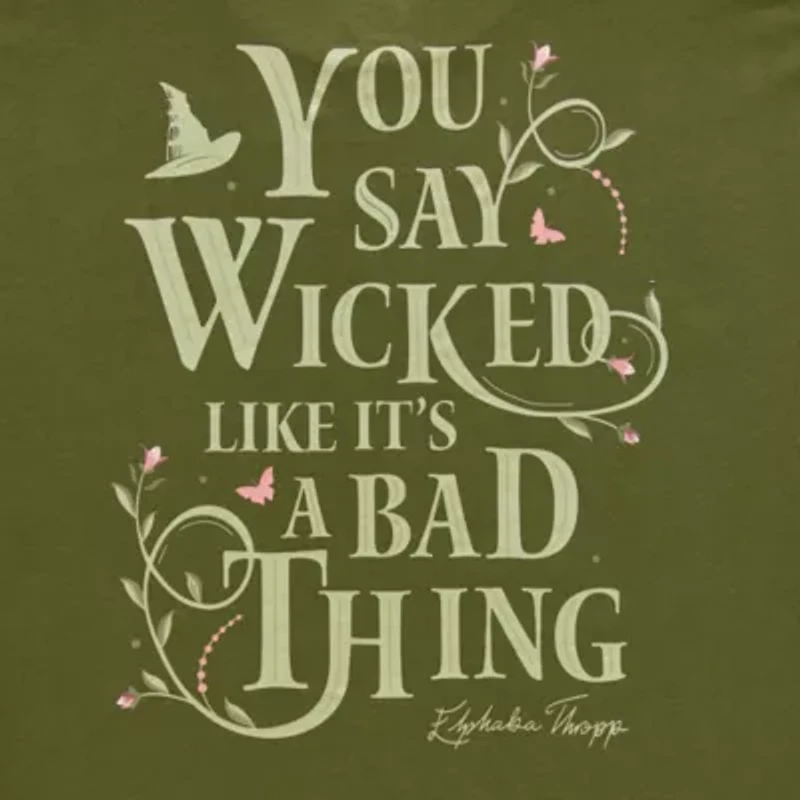 Wicked Elphaba Oversized Womens Juniors Crew Neck Short Sleeve Regular Fit Graphic T-Shirt