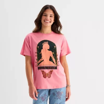 Glinda Boyfriend Womens Juniors Crew Neck Short Sleeve Regular Fit Wicked Graphic T-Shirt