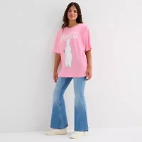 Coca Cola Bear Oversized Tee Womens Juniors Crew Neck Short Sleeve Regular Fit Graphic T-Shirt