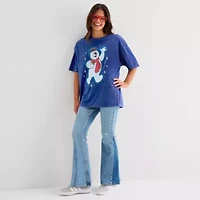 Frosty Oversized Womens Juniors Crew Neck Short Sleeve Regular Fit Graphic T-Shirt