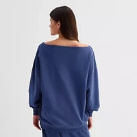 Womens Juniors Boat Neck Long Sleeve Lilo & Stitch Sweatshirt