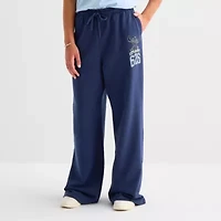Womens Juniors Wide Leg Mid Rise Lilo & Stitch Fleece Sweatpant