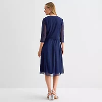 Danny & Nicole Womens Shimmer Midi Jacket Dress