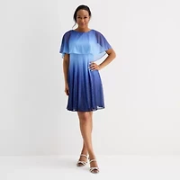 Danny & Nicole Womens Short Sleeve Ombre Fit + Flare Dress