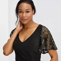 Brianna Milay Womens Lace Short Sleeve Evening Gown