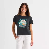 Hurley Womens Juniors Crew Neck Short Sleeve Regular Fit Graphic T-Shirt