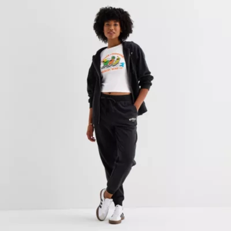 Hurley Womens Juniors Cuffed Mid Rise Knit Jogger Pant