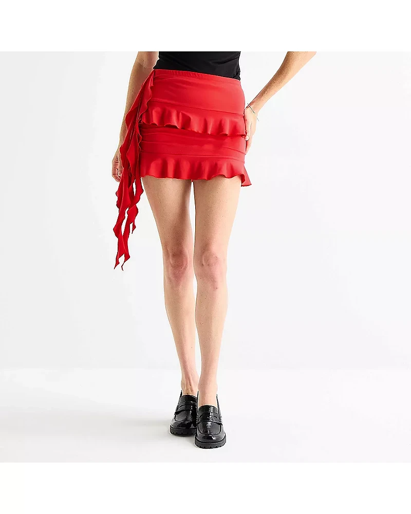 Forever 21 Womens Juniors Low Rise Flared Skirt
