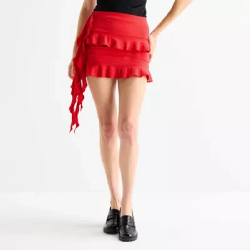 Forever 21 Womens Juniors Low Rise Flared Skirt