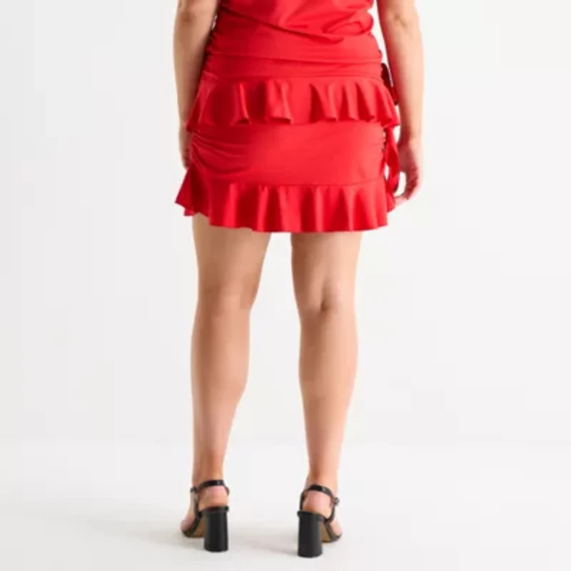 Forever 21 Womens Juniors Plus Low Rise Mini Flared Skirt