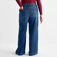 Arizona Womens Juniors Plus Highest Rise Wide Leg Jean