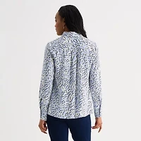 Liz Claiborne Womens Fitted Long Sleeve Regular Fit Button-Down Shirt