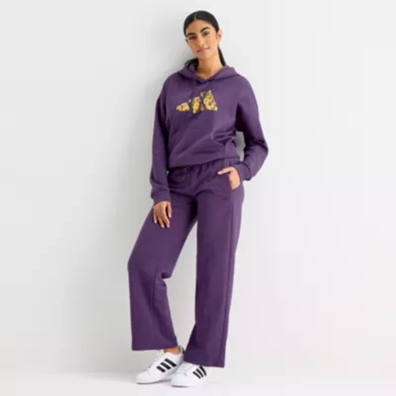 adidas Womens Straight Mid Rise Fleece Sweatpant