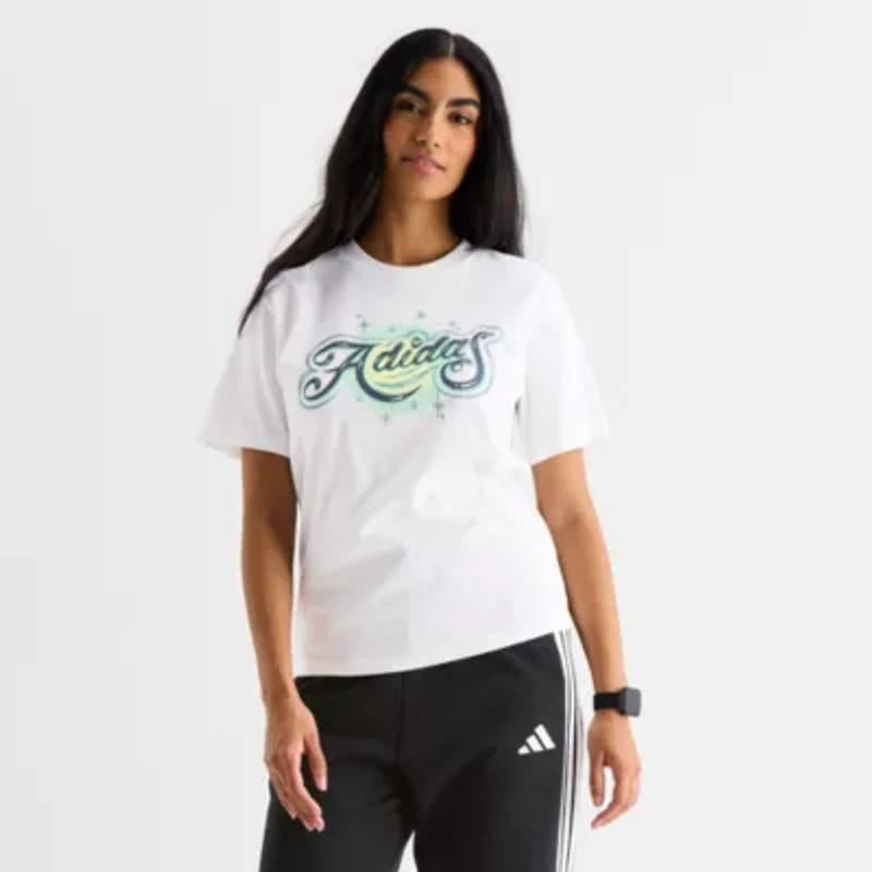 adidas Womens Crew Neck Short Sleeve Active T-Shirt