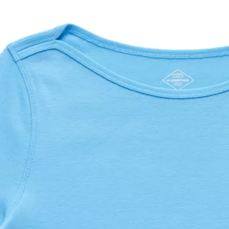St. John's Bay Womens Easy-on + Easy-off Boat Neck Short Sleeve Adaptive T-Shirt