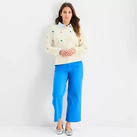 St. John's Bay Womens Crew Neck Long Sleeve Hearts Cable Knit Pullover Sweater