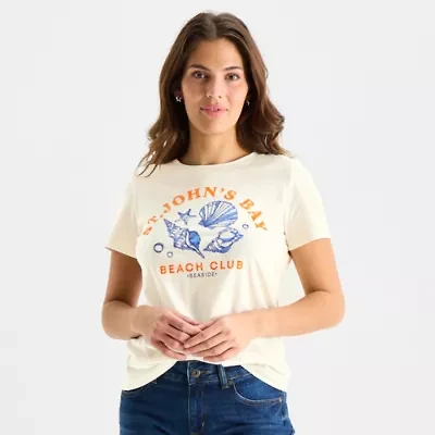 St. John's Bay Womens Crew Neck Short Sleeve T-Shirt