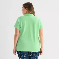 St. John's Bay Womens Plus Short Sleeve Polo Shirt