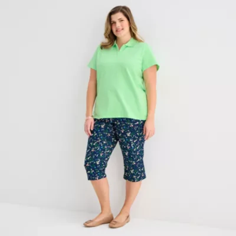 St. John's Bay Womens Plus Short Sleeve Polo Shirt