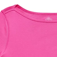 St. John's Bay Womens Plus Easy-on + Easy-off Boat Neck Short Sleeve Adaptive T-Shirt