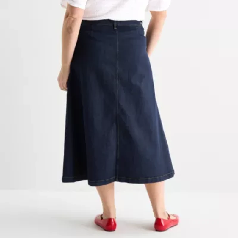 Liz Claiborne Womens Mid Rise Long A-Line Skirt