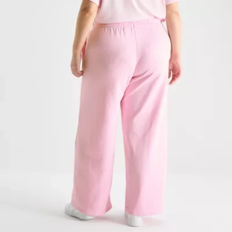 adidas Womens Plus Straight Mid Rise Fleece Sweatpant