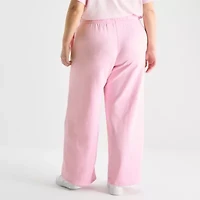 adidas Womens Plus Straight Mid Rise Fleece Sweatpant