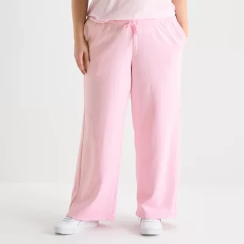 adidas Womens Plus Straight Mid Rise Fleece Sweatpant