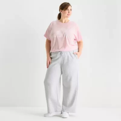 adidas Womens Straight Mid Rise Regular Fit Plus Fleece Sweatpant