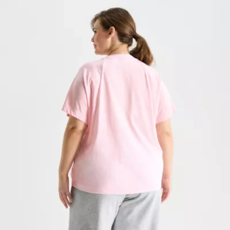 adidas Womens Plus Crew Neck Short Sleeve Active T-Shirt