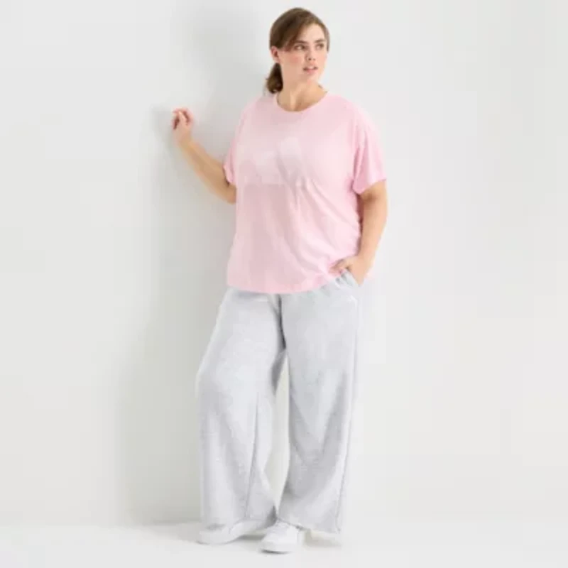 adidas Womens Plus Crew Neck Short Sleeve Active T-Shirt