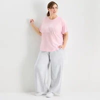 adidas Womens Plus Crew Neck Short Sleeve Active T-Shirt