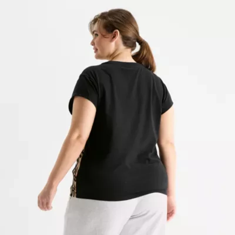 adidas Womens Plus Crew Neck Short Sleeve Active T-Shirt