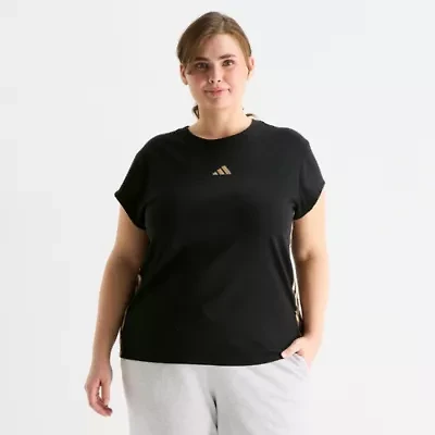 adidas Womens Plus Crew Neck Short Sleeve Active T-Shirt