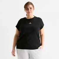 adidas Womens Plus Crew Neck Short Sleeve Active T-Shirt