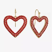 Bijoux Bar Gold Tone Womens Red Glass Heart Drop Earrings