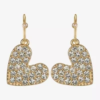 Bijoux Bar Gold Tone Womens Glass Heart Drop Earrings