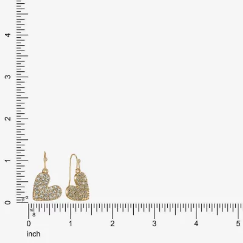 Bijoux Bar Gold Tone Womens Glass Heart Drop Earrings