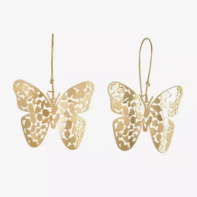 Bijoux Bar Gold Tone Womens Butterfly Drop Earrings