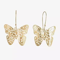 Bijoux Bar Gold Tone Womens Butterfly Drop Earrings